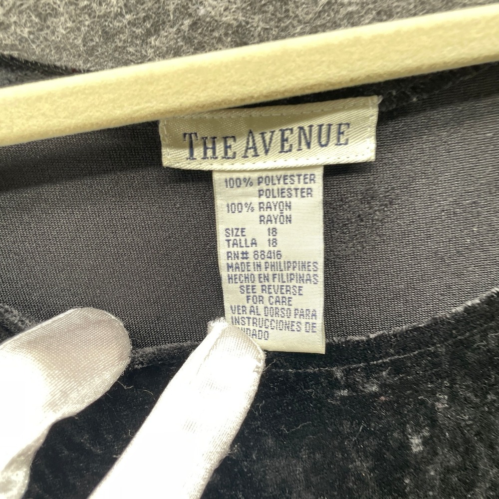 VTG The Avenue Sleeveless Maxi Dress 18 Black Velvet Rayon Tank Dress A-Line - Picture 5 of 9